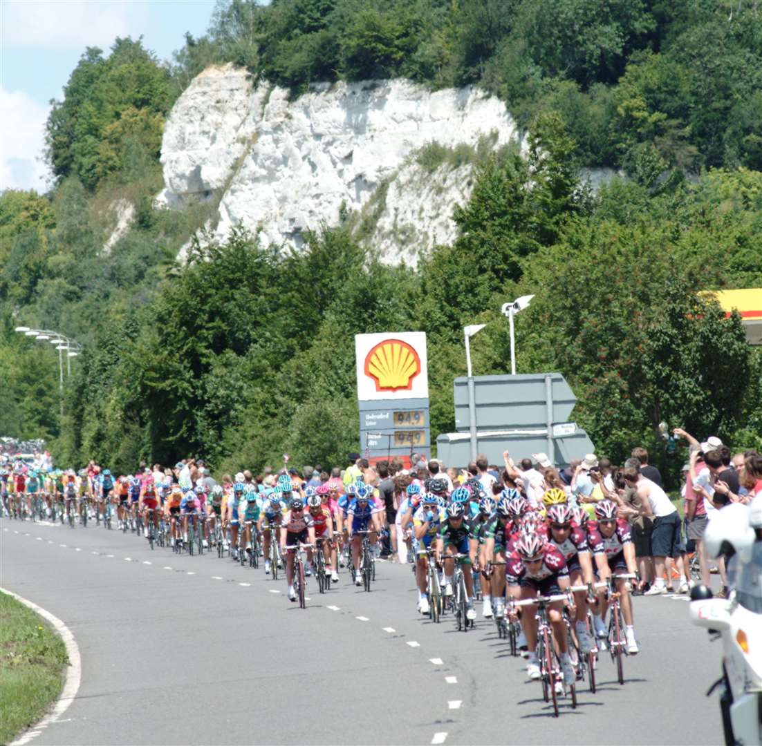 Tour de France from Blue Bell Hill on the A229 towards Maidstone in 2007. Picture: Barry Hollis