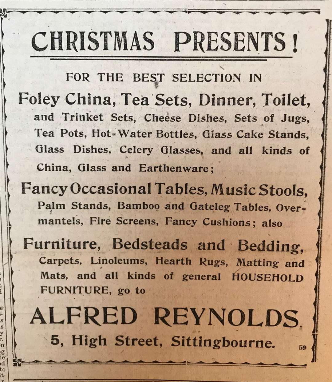 Reynolds, Sittingbourne, Christmas ad, December 1918 (5690091)