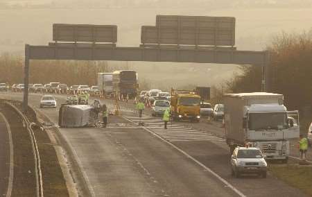 Crash investigators at the scene of the fatal accident. Picture: JIM RANTELL