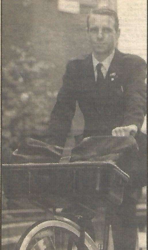 David Rawlins delivering the mail by push-bike in 1992