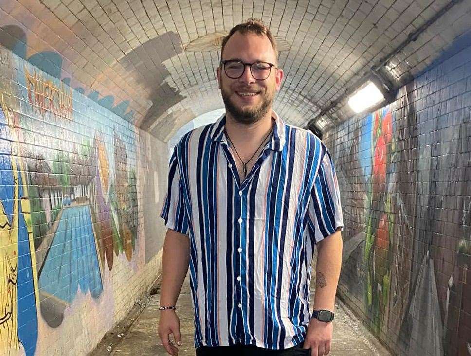 Faversham town mayor Josh Rowlands in the newly painted station underpass says keeping the subway clean is an issue which needs sorting out