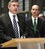 Gordon Brown speaks on the platform at St Pancras. Picture: Peter Still
