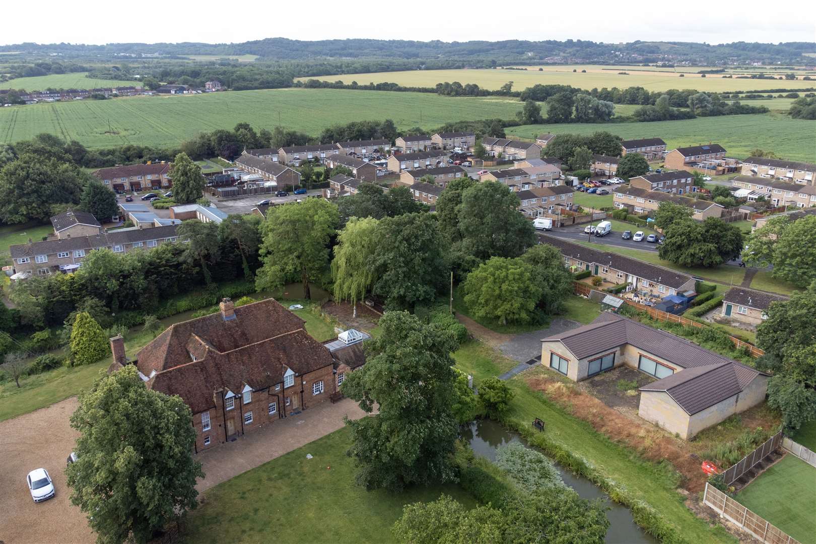 An aerial view of Colin and Hannah Ingram-Moore’s home (Joe Giddens/PA)