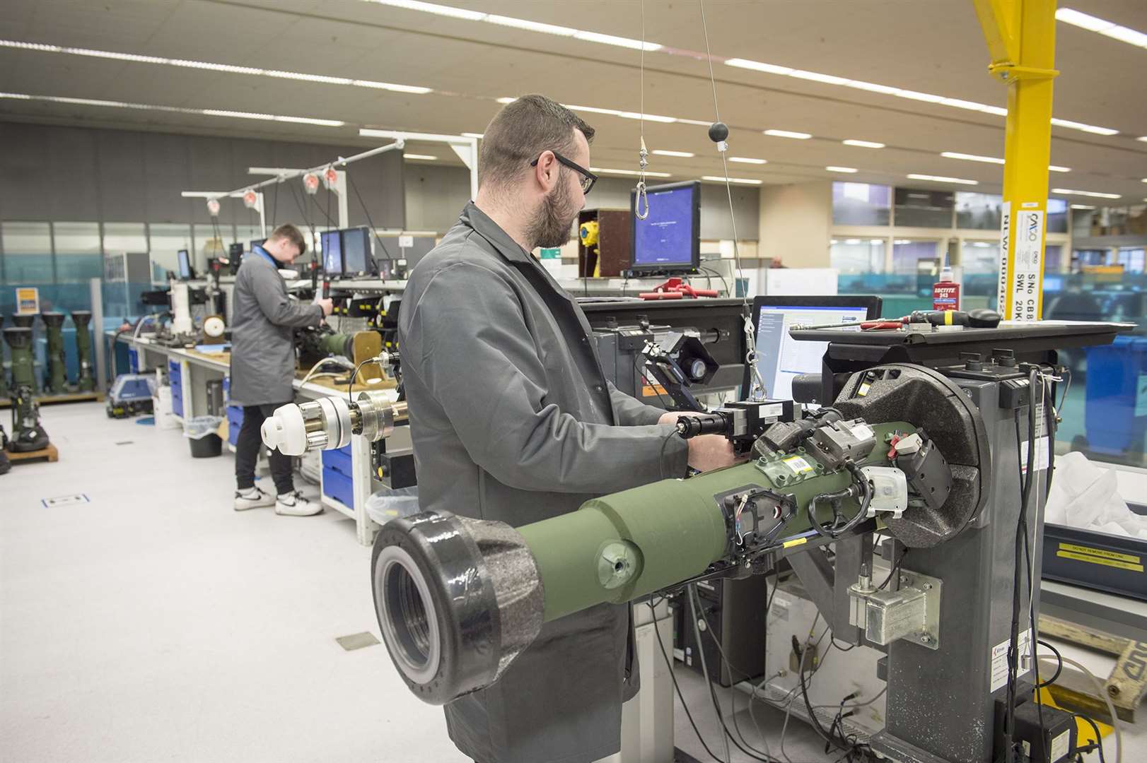 Engineers at the Thales Belfast factory assembly line (Thales/PA) 