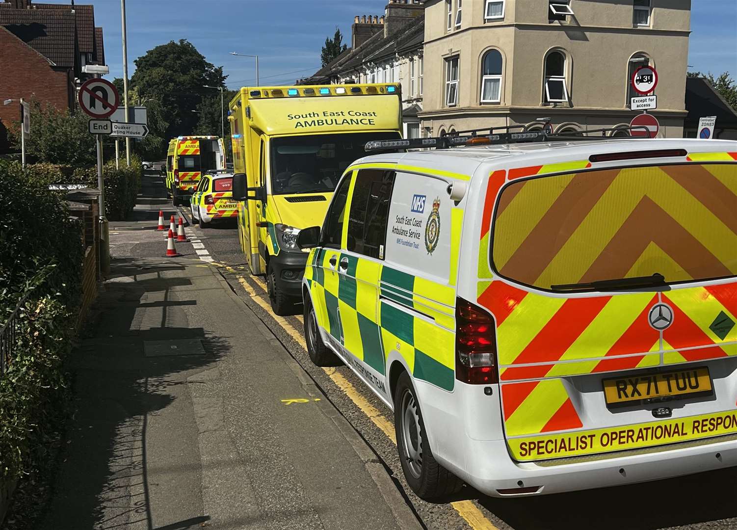 A number of ambulances at the scene of the crash. Pic: Steve Salter