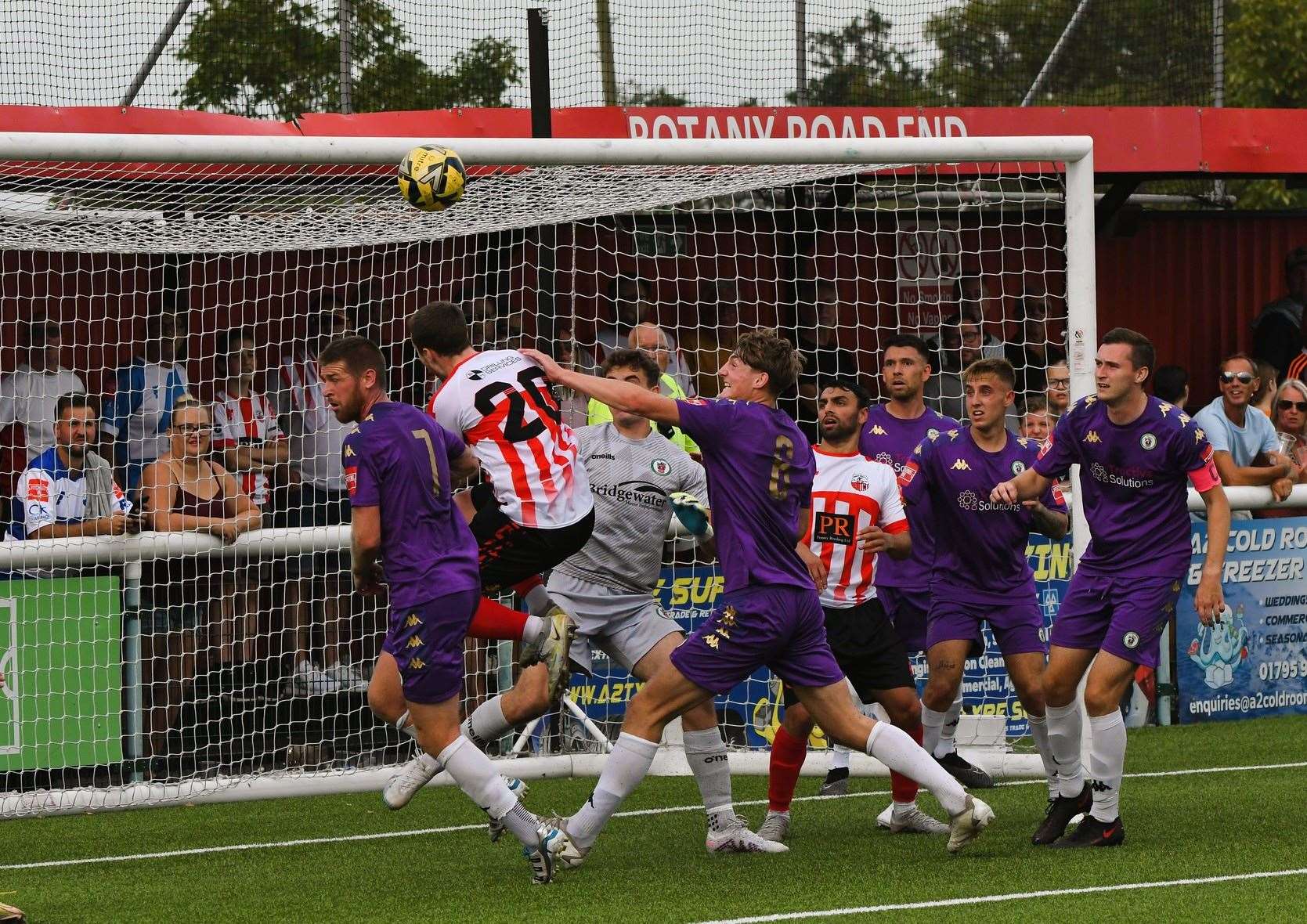 Josh Wisson can't quite convert for Sheppey amid a goalmouth scramble Picture: Marc Richards