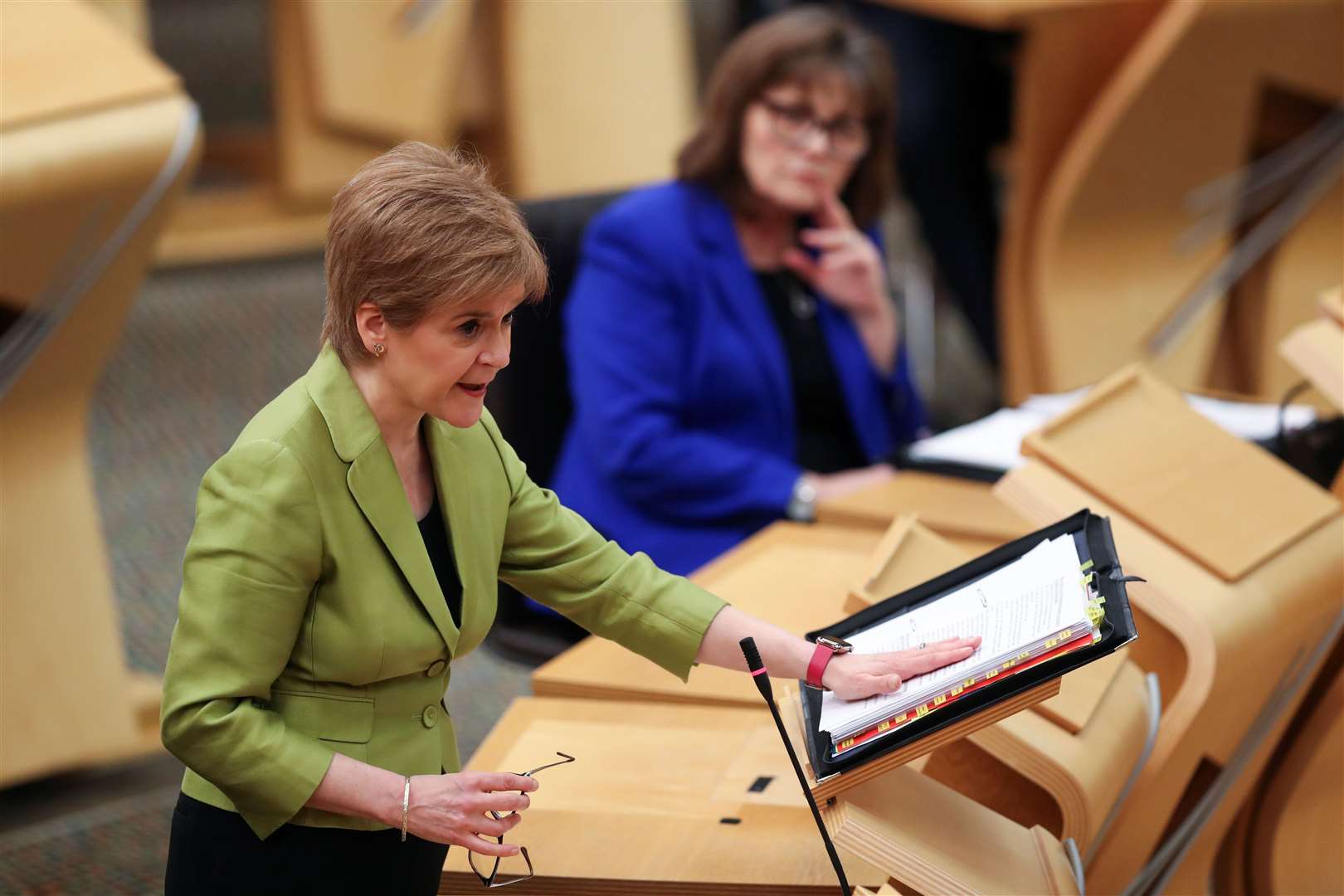 The First Minister told MSPs on Thursday that she doesn’t ‘gossip’ with her husband about sensitive issues (Russell Cheyne/PA)