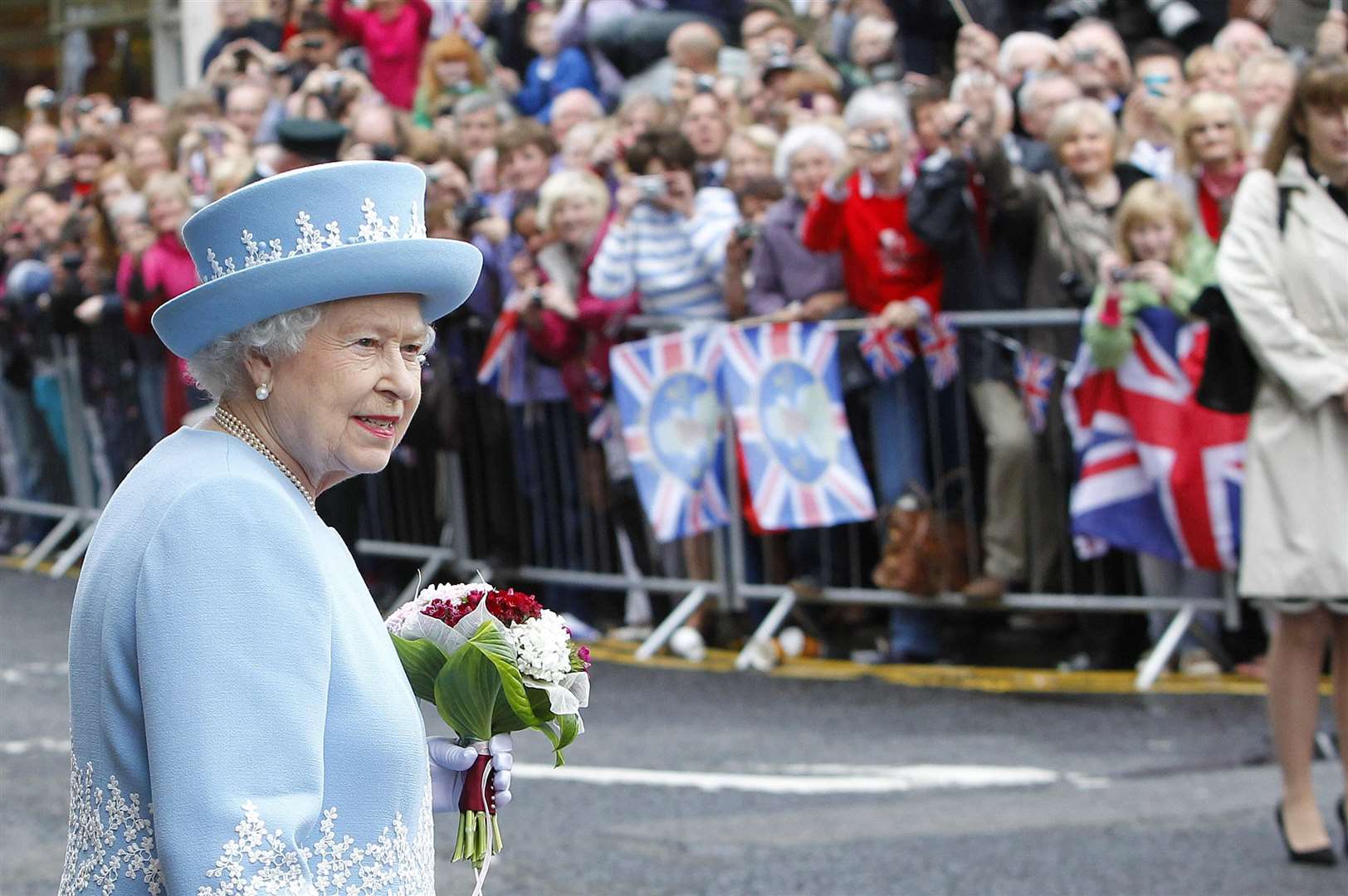 Queen Elizabeth II outside St Macartin’s Cathedral in Enniskillen, County Fermanagh (PA)