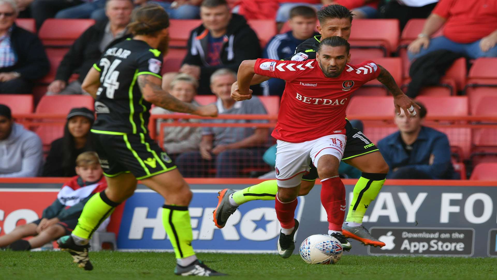 Charlton's Ricky Holmes runs at the Bristol Rovers defence. Picture: Keith Gillard