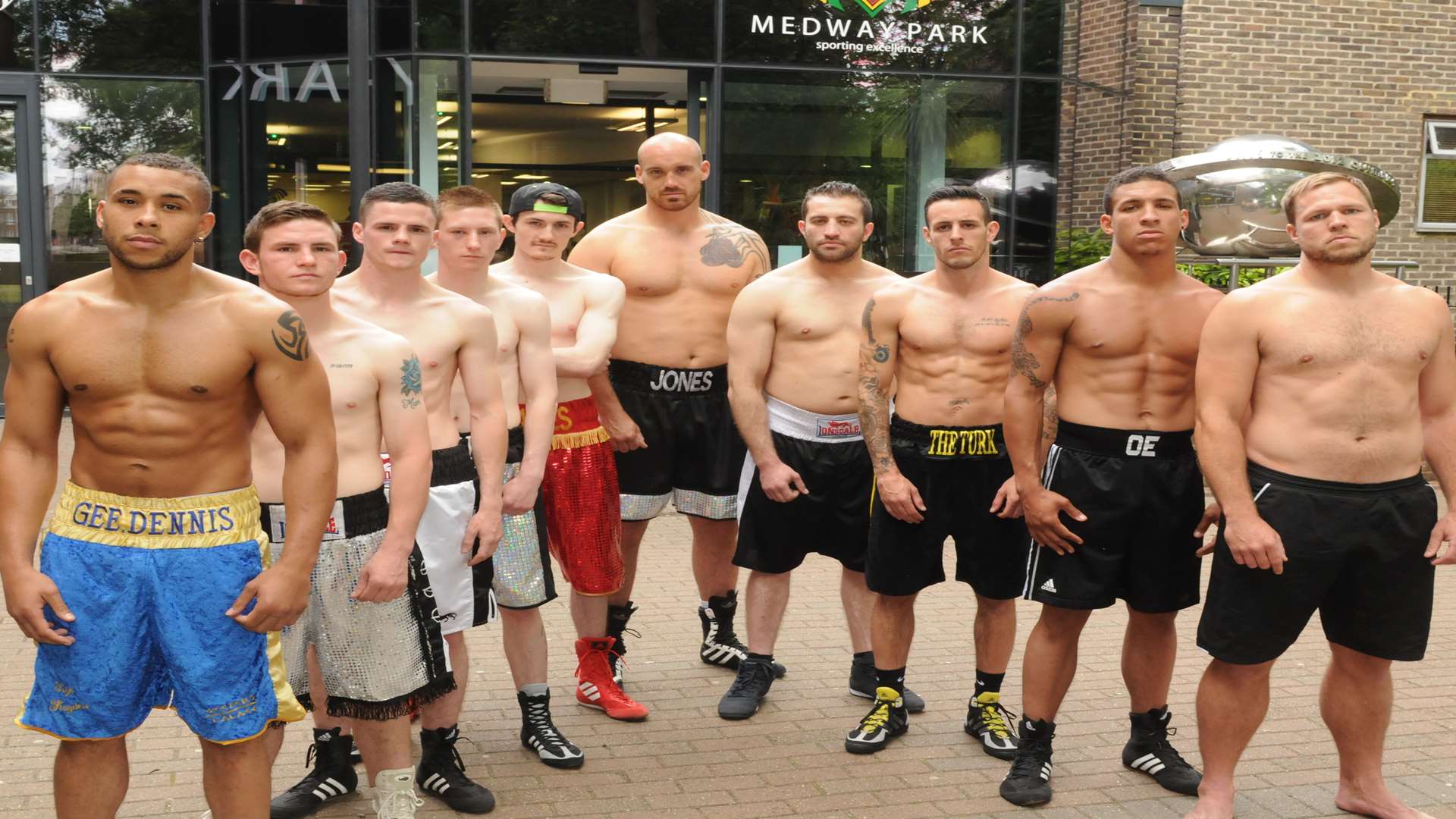 Kent boxing pros line up at Medway Park ahead of this weekend's show Picture: Steve Crispe
