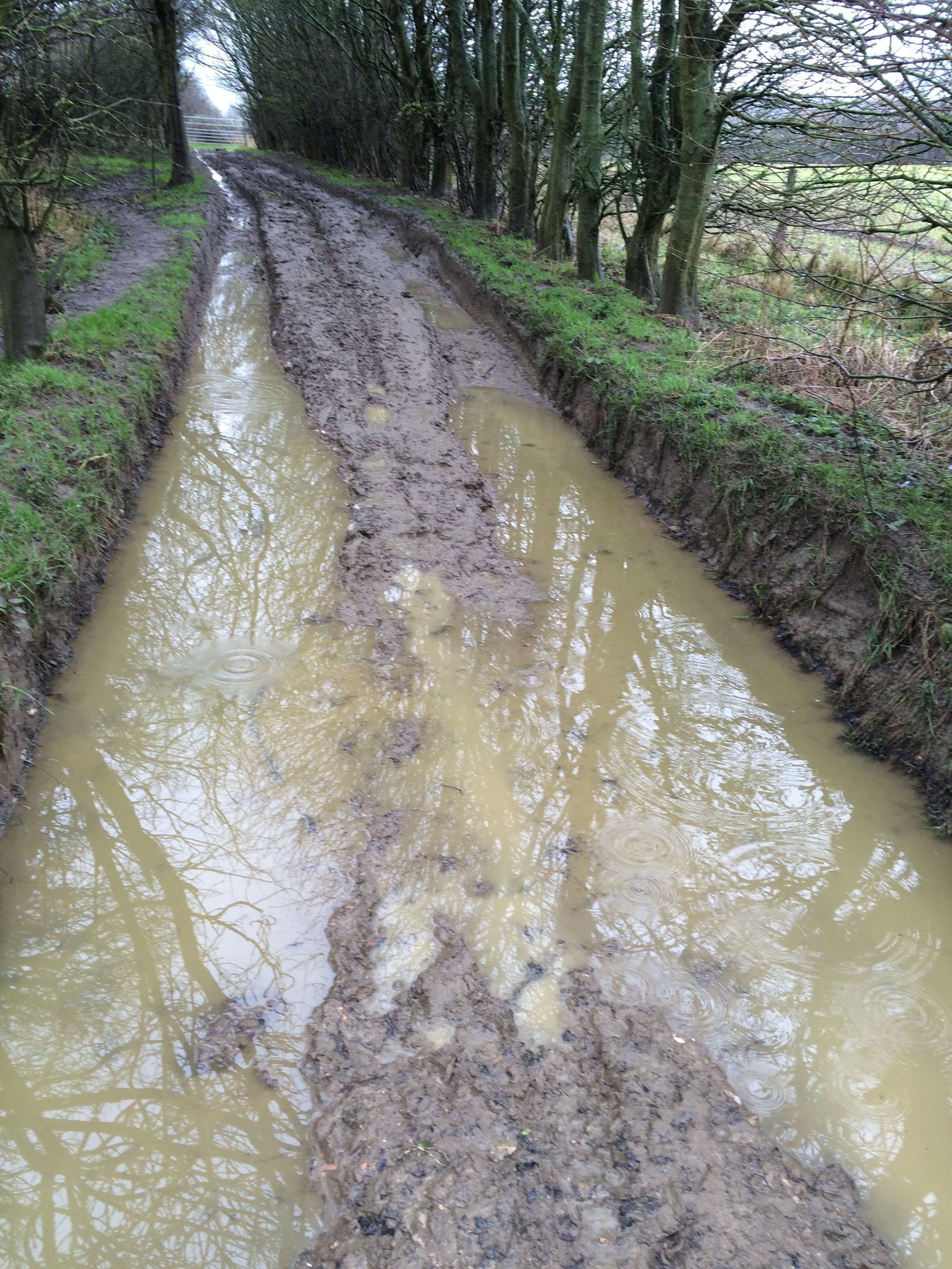 Tyre marks leading to flooding