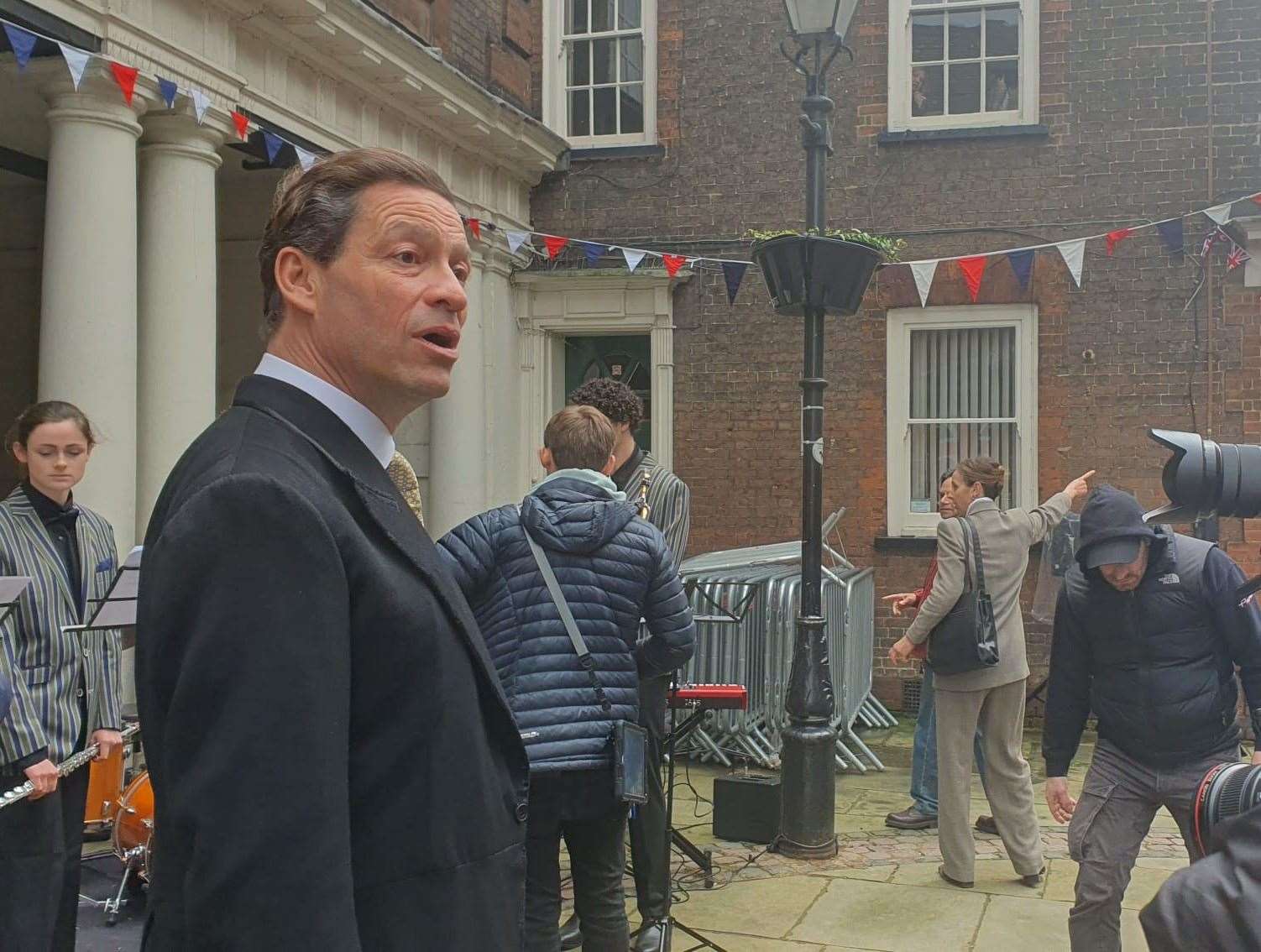 Dominic West in Rochester for the filming of The Crown