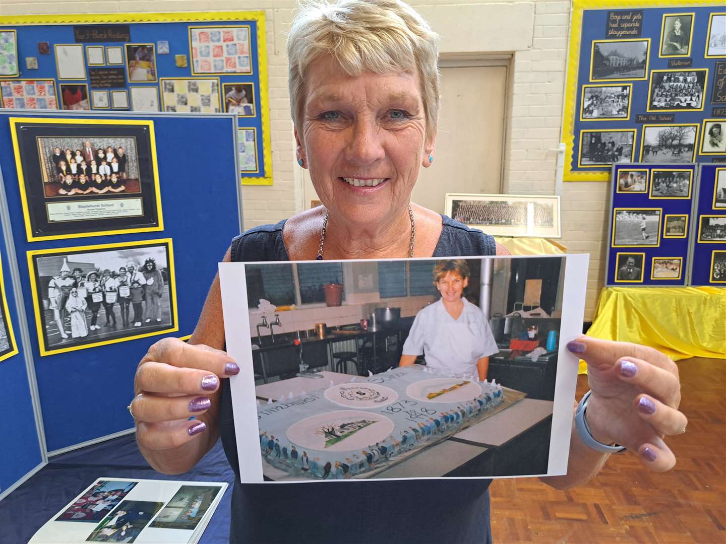 Serena Hoadley of Staplehurst School with a photo of herself from 25 years ago