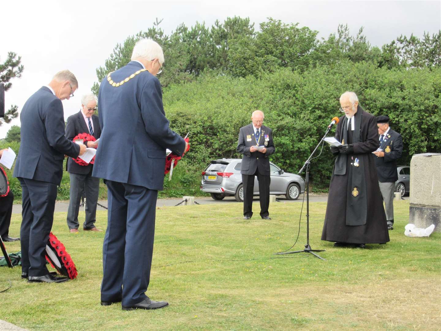 The Rev John Lines led the service which didn't include hymns or standard bearers