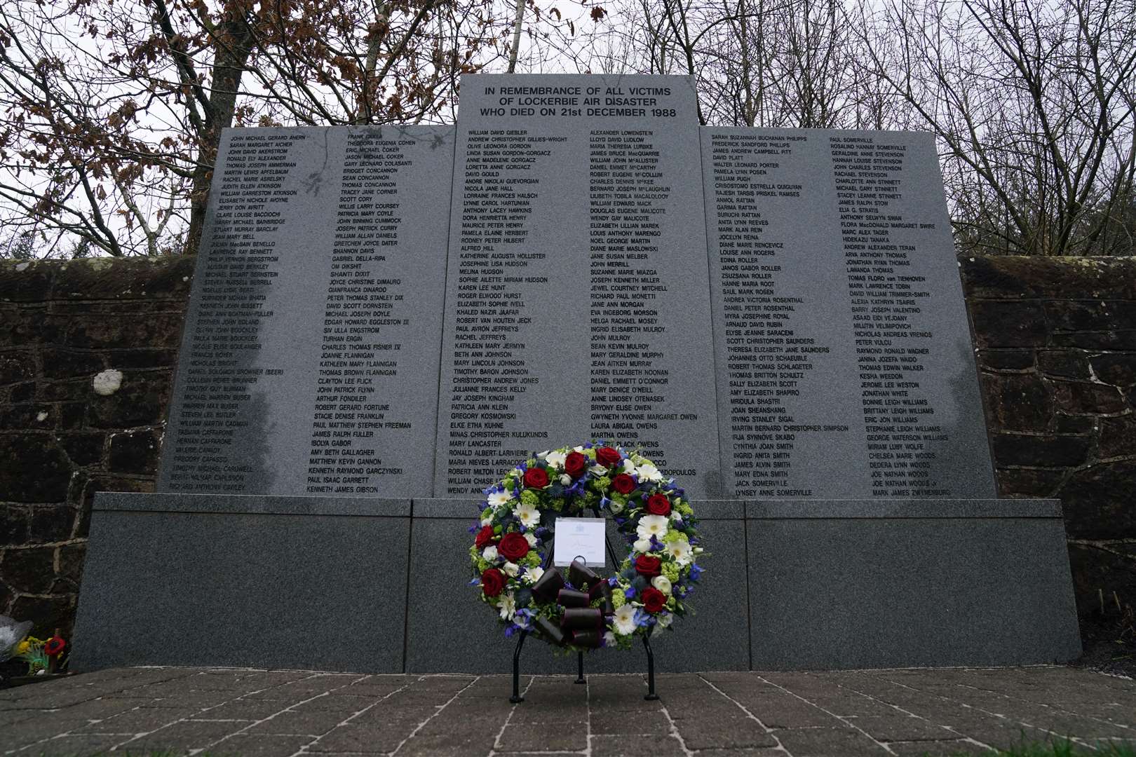 The victims of the Lockerbie bombing are remembered at a memorial in the town (Andrew Milligan/PA)