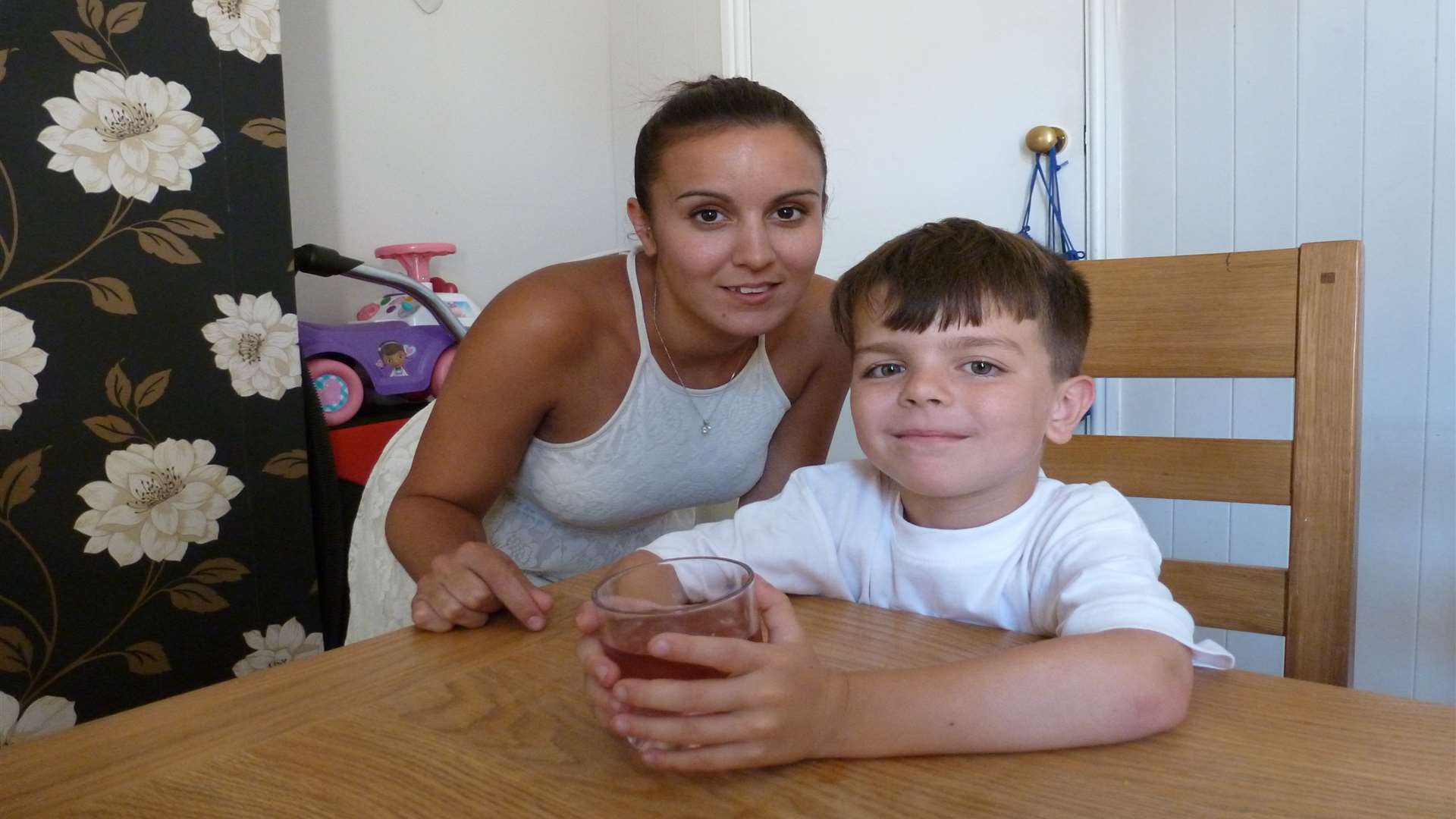 Jamie with mum Liz, who was angry to be called by the school