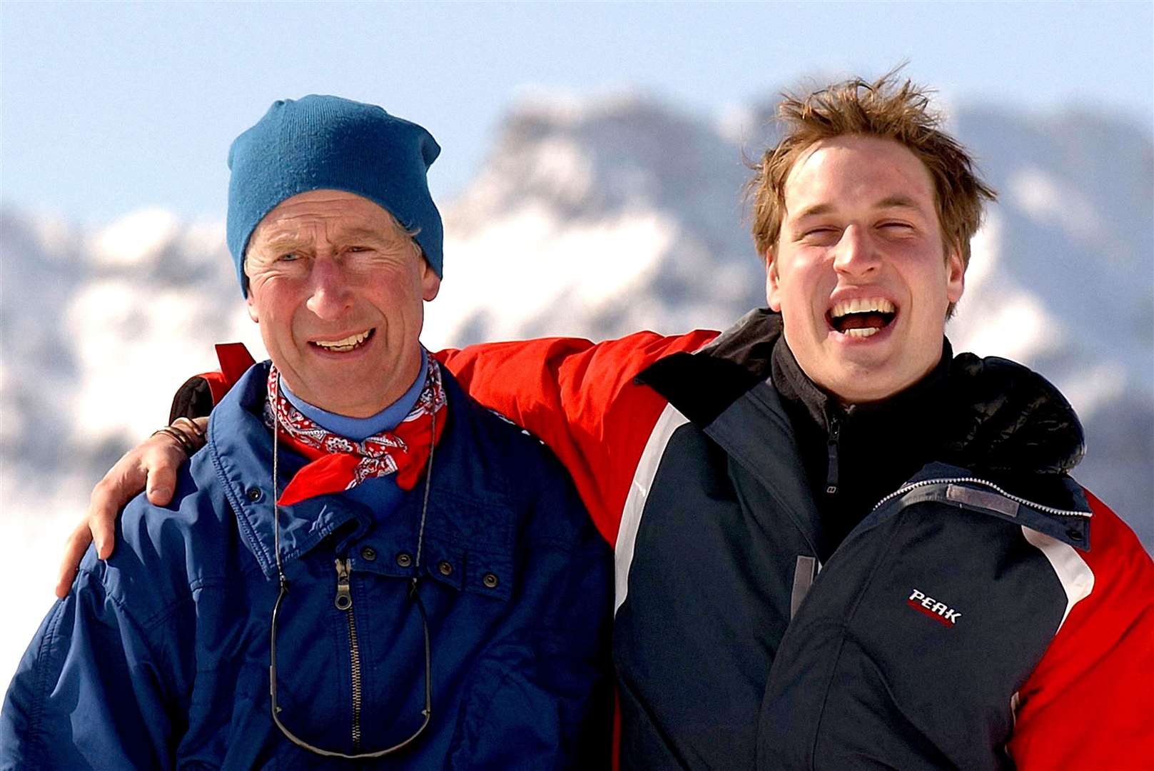 Charles with his eldest son William on the Madrisa ski slopes, above the Swiss village of Klosters (John Stillwell/PA)