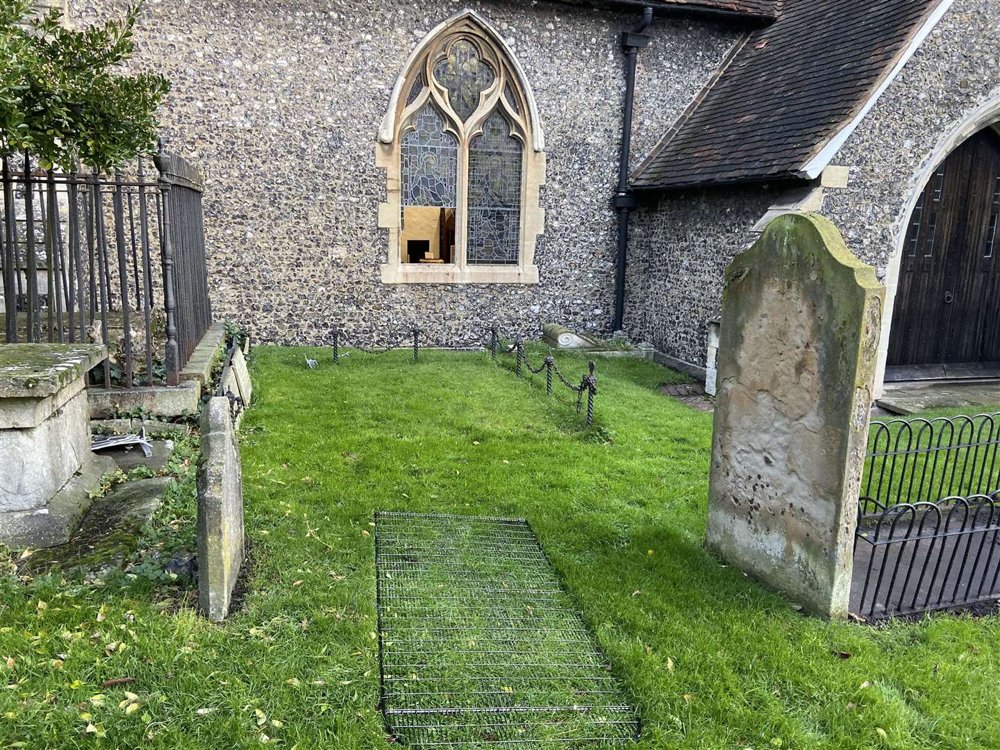 Thieves broke into the church after smashing a stained-glass window