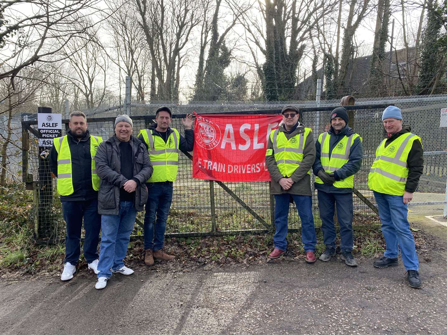 Aslef members at a picket line outside Rickmansworth Underground station in Hertfordshire (Harry Stedman/PA)