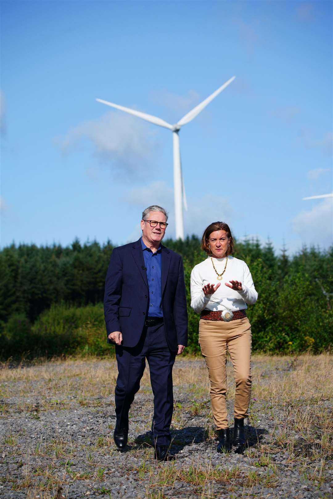 Prime Minister Sir Keir Starmer and First Minister of Wales Eluned Morgan during a visit to a clean energy site in South Wales (Ben Birchall/PA)