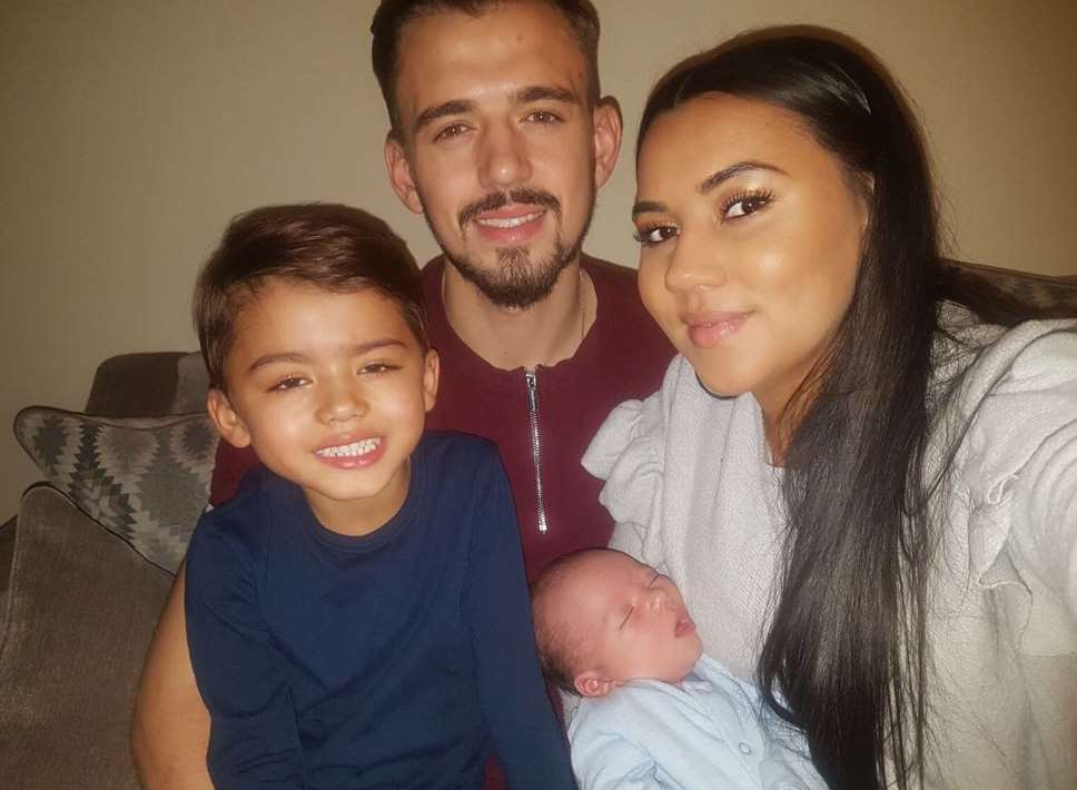 Jack Powell with his partner Shana and sons Shay and Jaxon