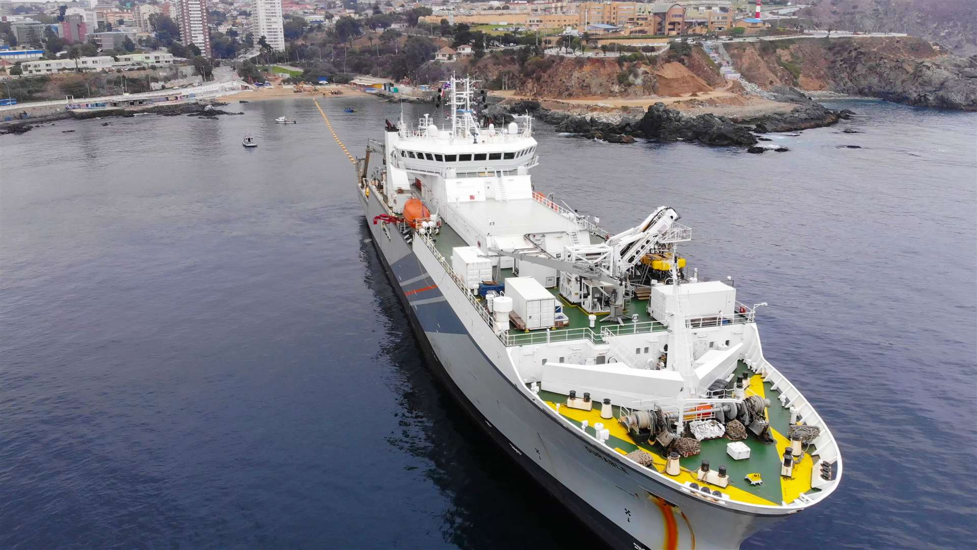 A ship preparing to install Google’s Curie subsea cable (Google/PA)