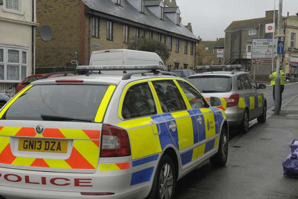 Several police vehicles at the scene. Picture: Ruth Cuerden