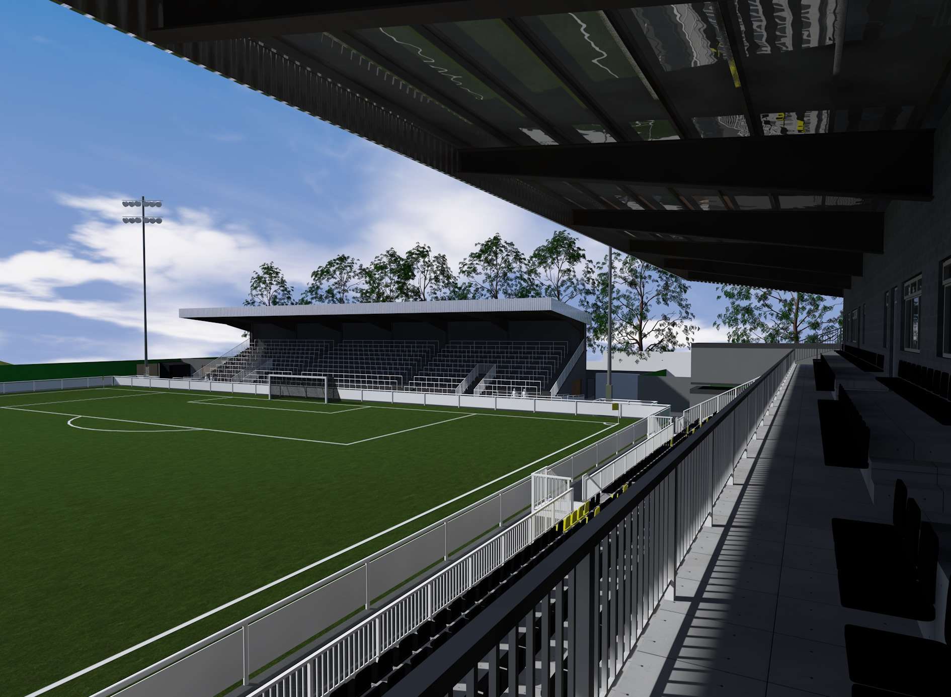 Artist impressions of the new stand at the north end of Maidstone United's Gallagher Stadium