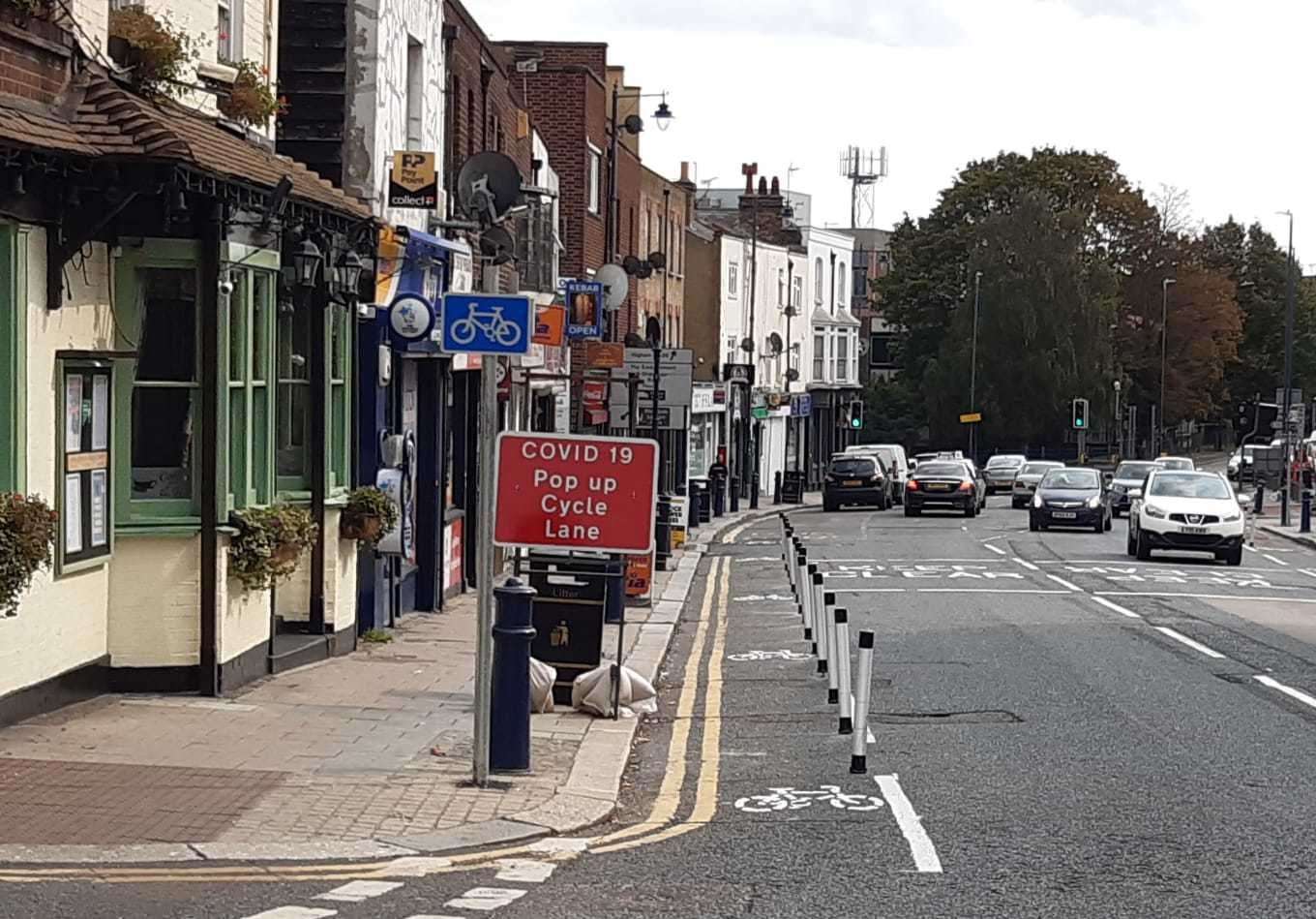 The cycle lane was previously put in place in Milton Road, Gravesend