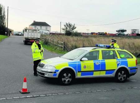 Police near the scene of the fire. Picture: Vernon Startford