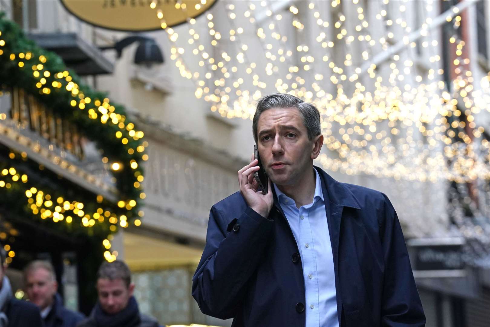 Taoiseach and Fine Gael leader Simon Harris on a canvass in Dublin (Brian Lawless/PA)