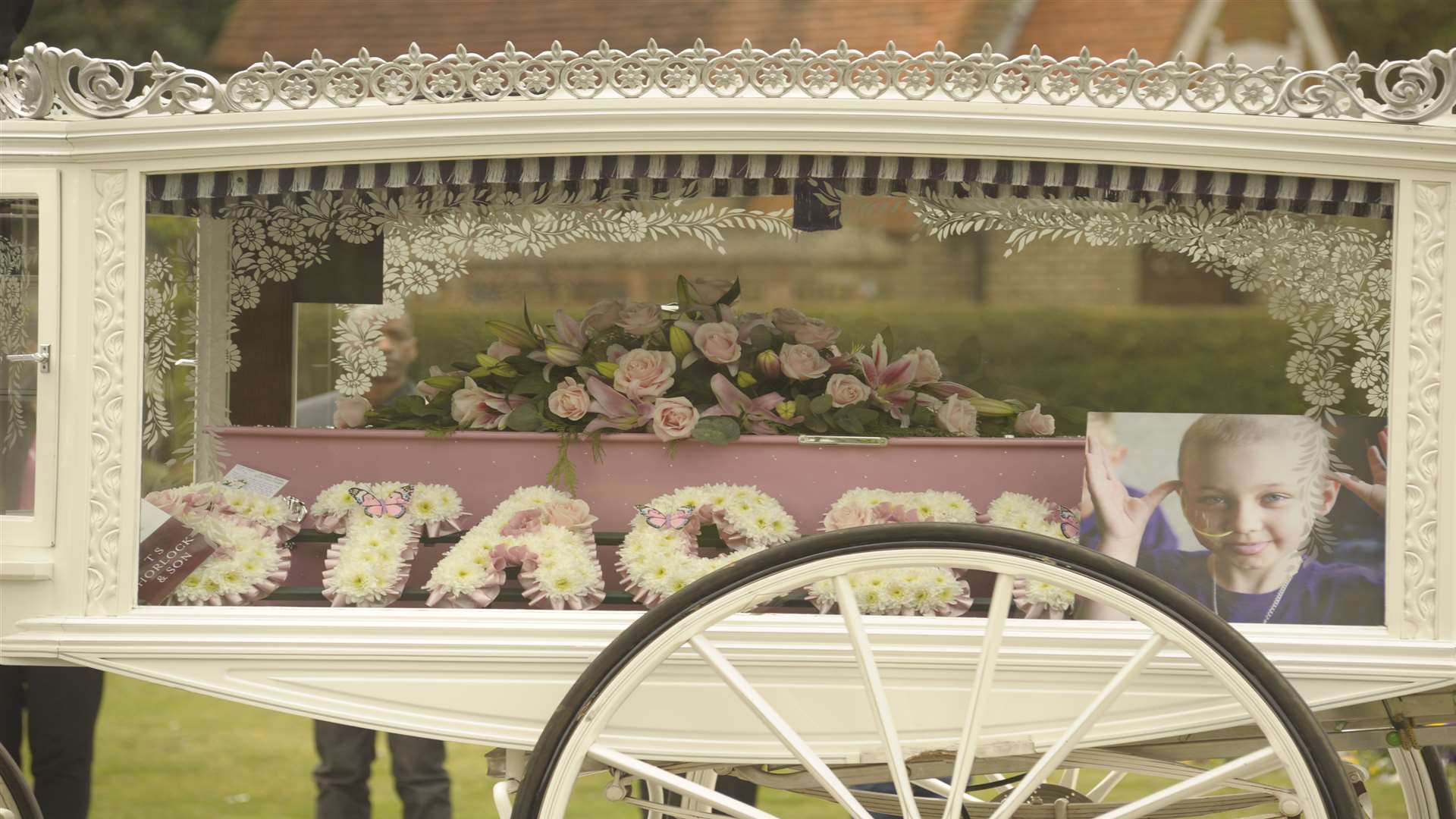 One of the many floral tributes at the funeral of Stacey Mowle at Medway Crematorium, Chatham