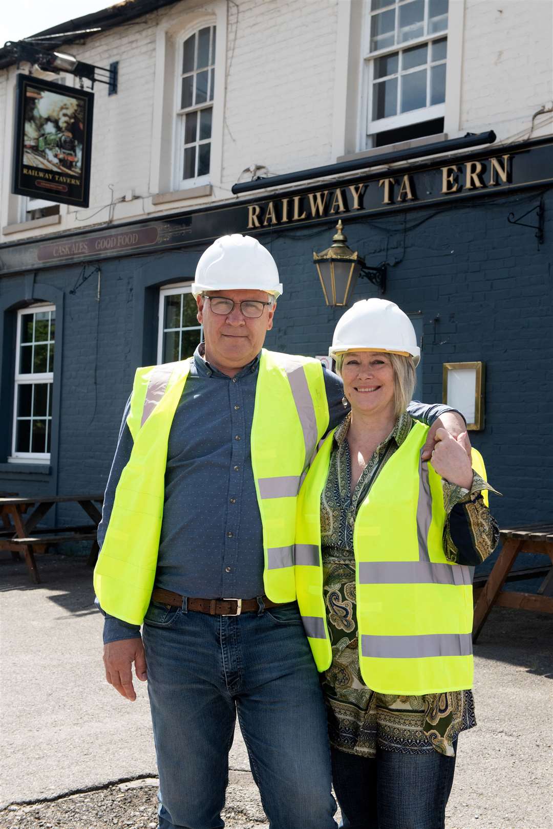 Brad and Maria Read outside The Railway Tavern in Longfield, before the refurbishment. Picture: Star Pubs & Bars