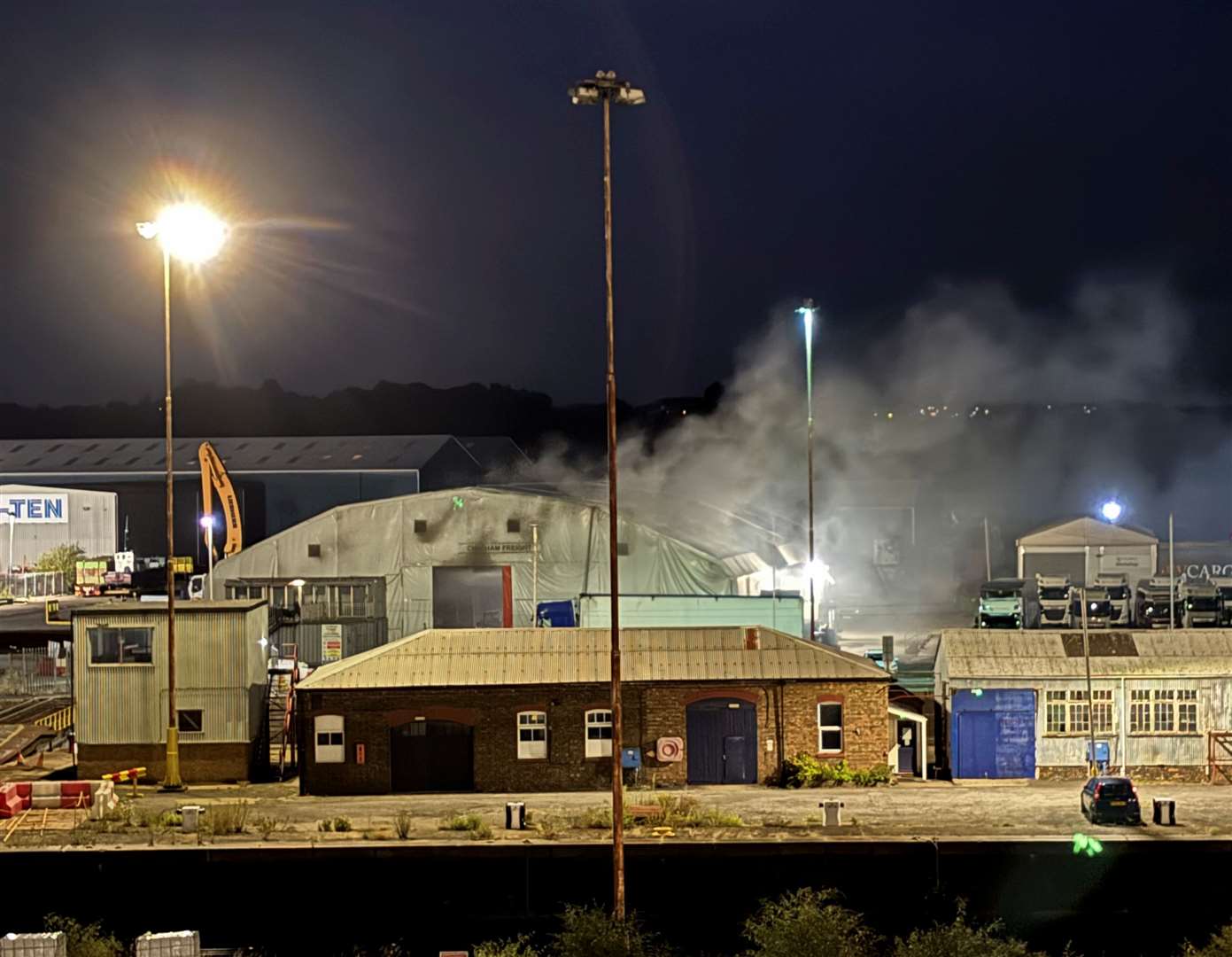 Thick smoke could be seen coming from Chatham Docks