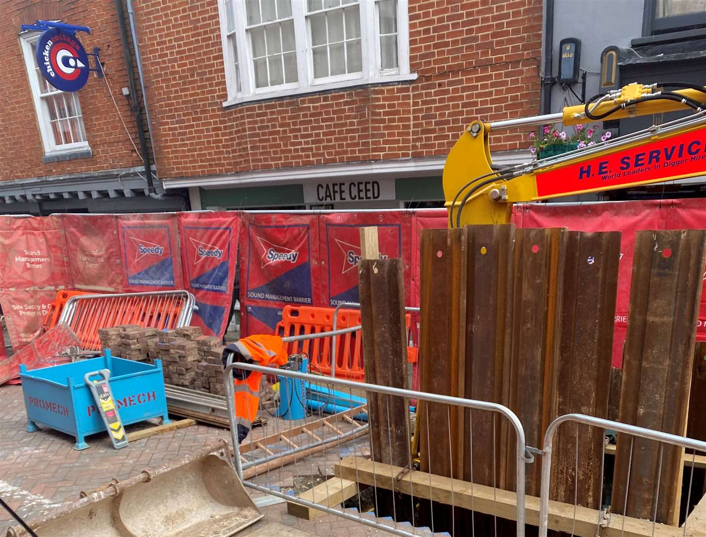The works on St Peter's Street, Canterbury are being carried out by Southern Water to investigate a sinkhole