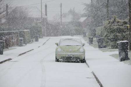 Bewsbury Crescent, in Whitfield near Dover, in the early-morning snow