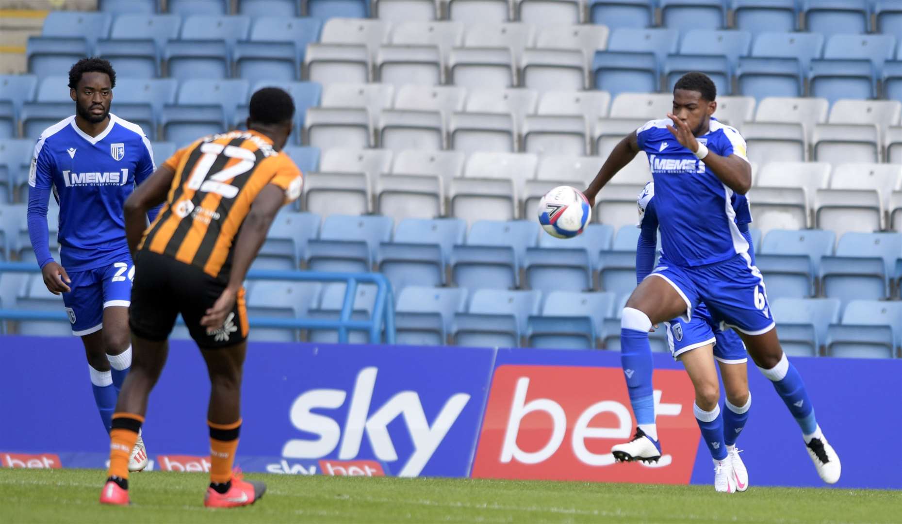 Zech Medley on the ball as Christian Maghoma looks on Picture: Barry Goodwin