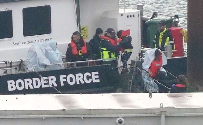 A group of people thought to be migrants are brought in to Dover, Kent (Gareth Fuller/PA)