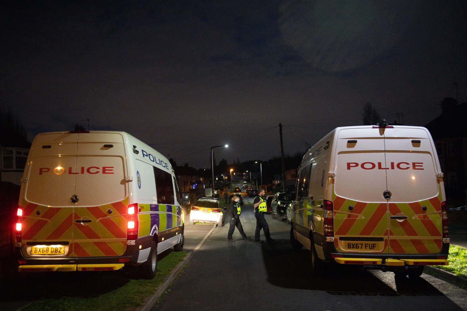 Police at the scene in Rowley Regis, West Midlands (Jacob King/PA)