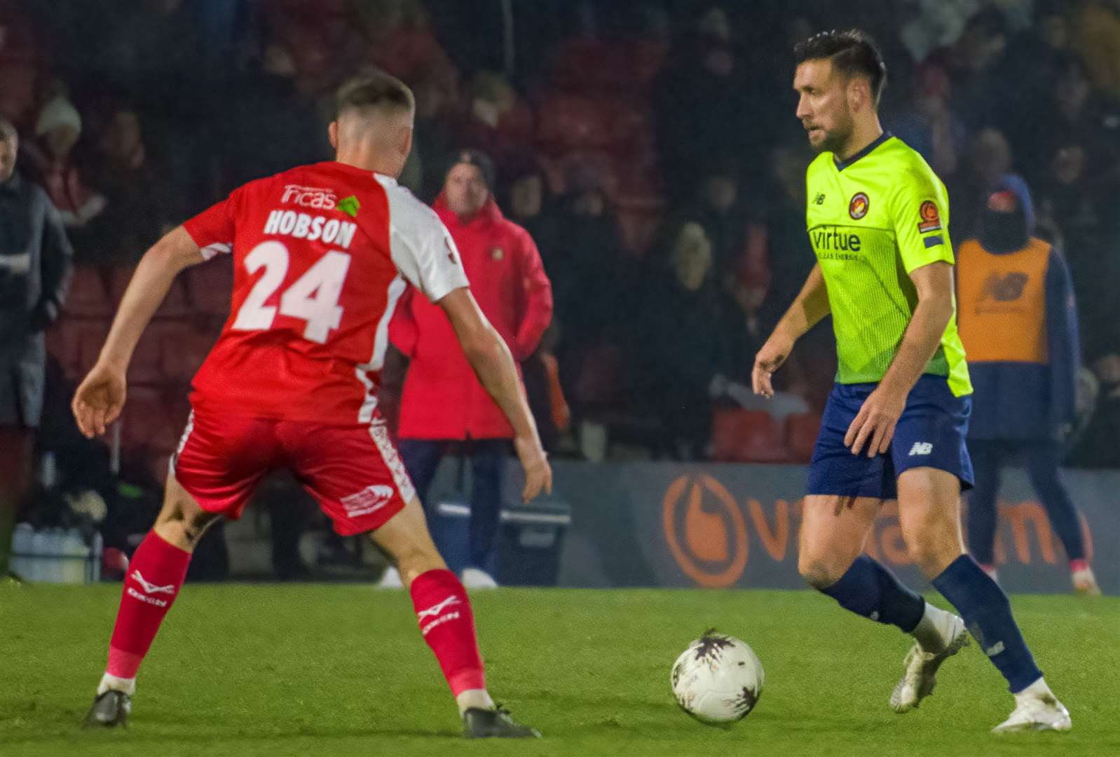 Ebbsfleet’s Luke O'Neill on the ball at Kidderminster last Saturday. Picture: Ed Miller/EUFC