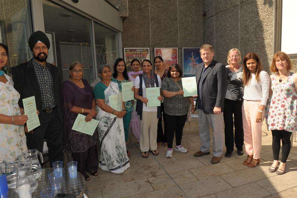 Adam Holloway MP meeting Asian Women Support Service Launch.