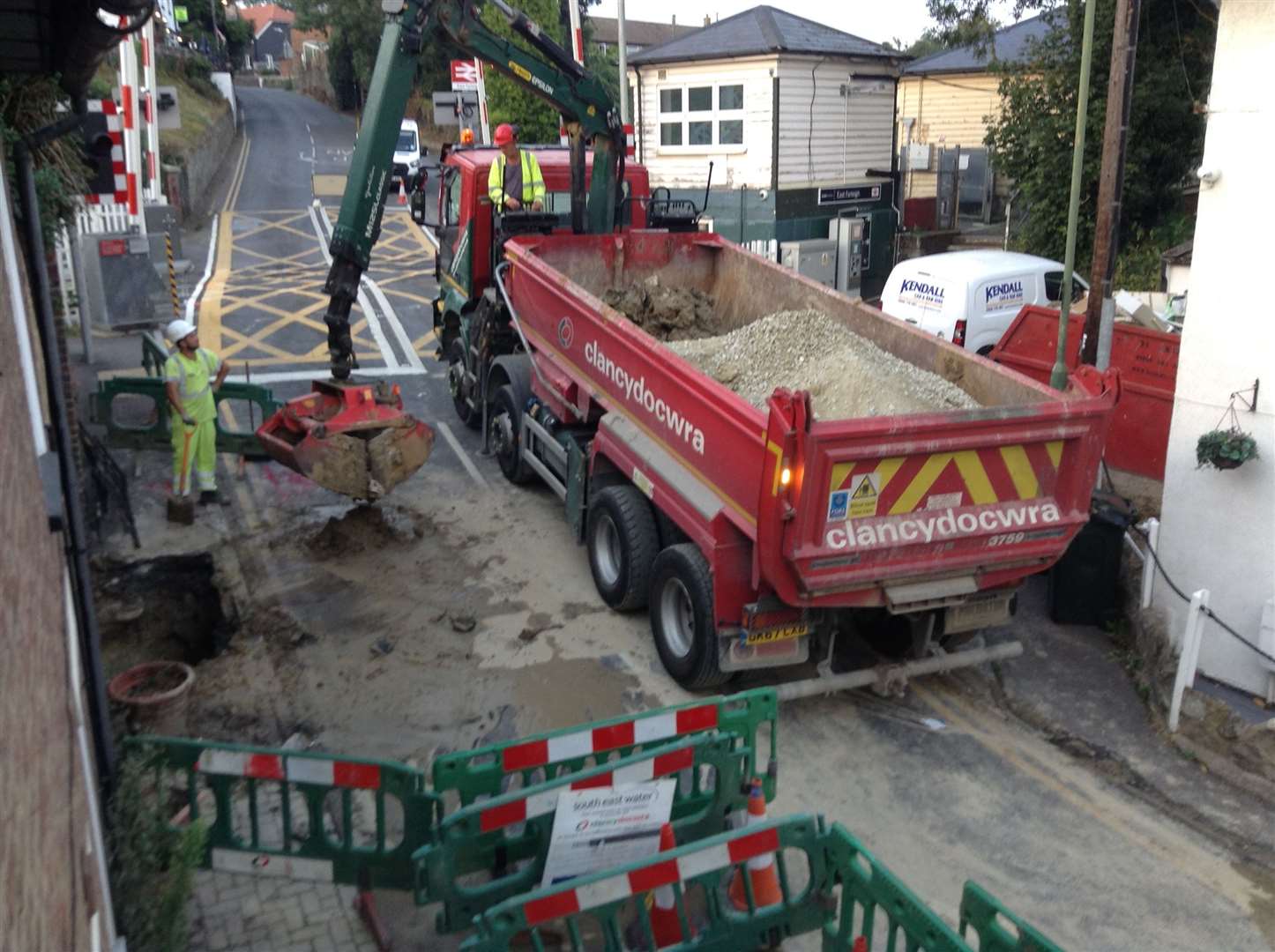 The burst main is close to East Farleigh Level Crossing