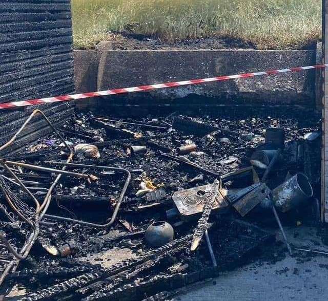 Lee Williams’ beach hut on Minnis Bay, Birchington was destroyed in a fire. Picture: Lee Williams