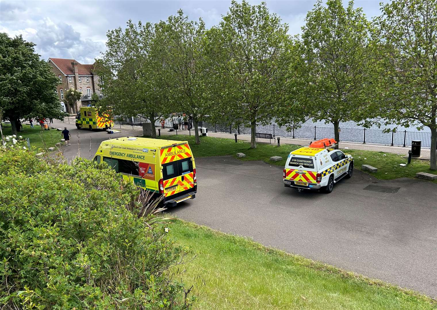 Emergency services on St Mary's Island in Chatham. Picture: Brad Harper