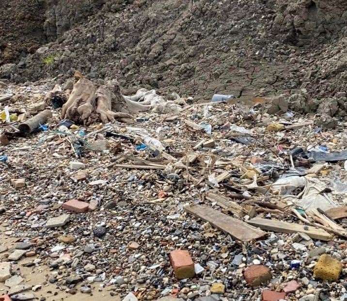 The rubbish and building materials that can be seen dumped along Sheppey's beaches by Eastchurch Gap. Picture: Lenny Johnson