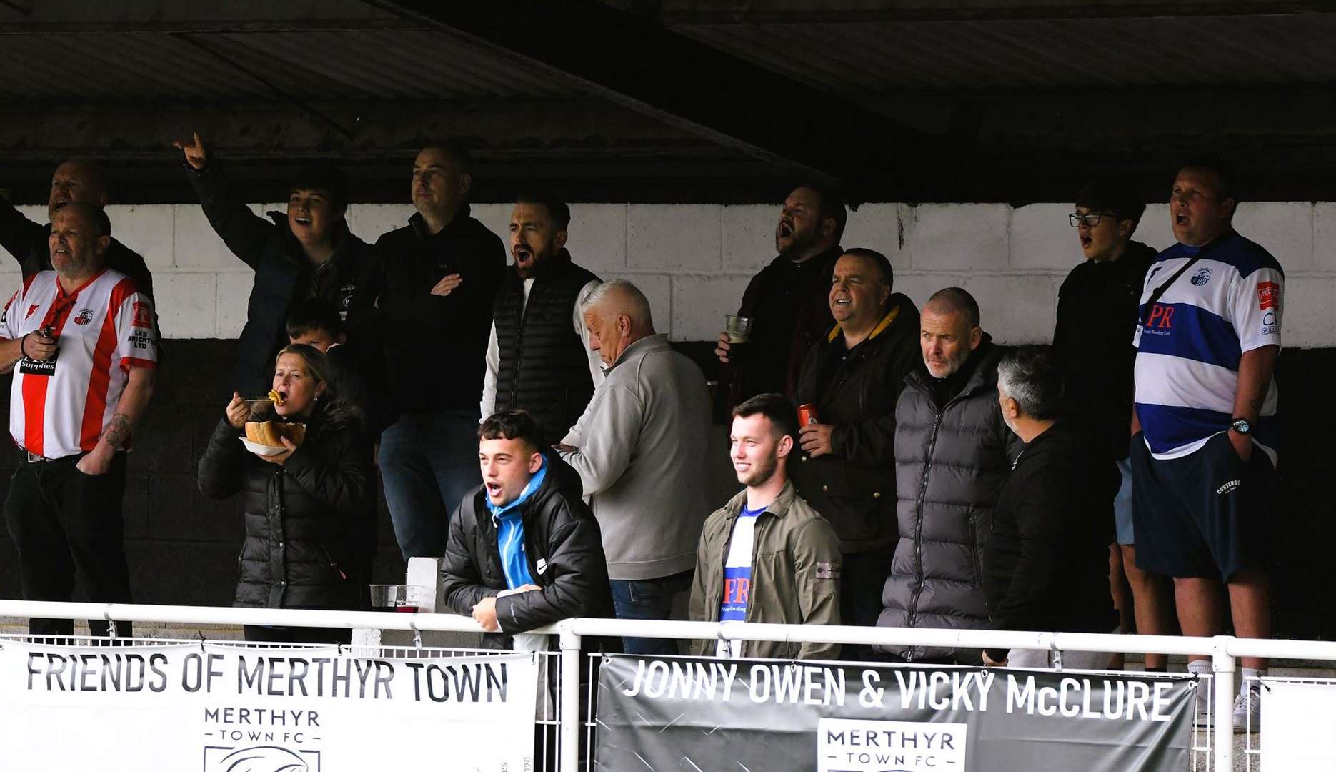 Sheppey’s supporters make the most of their journey to Wales. Picture: Marc Richards