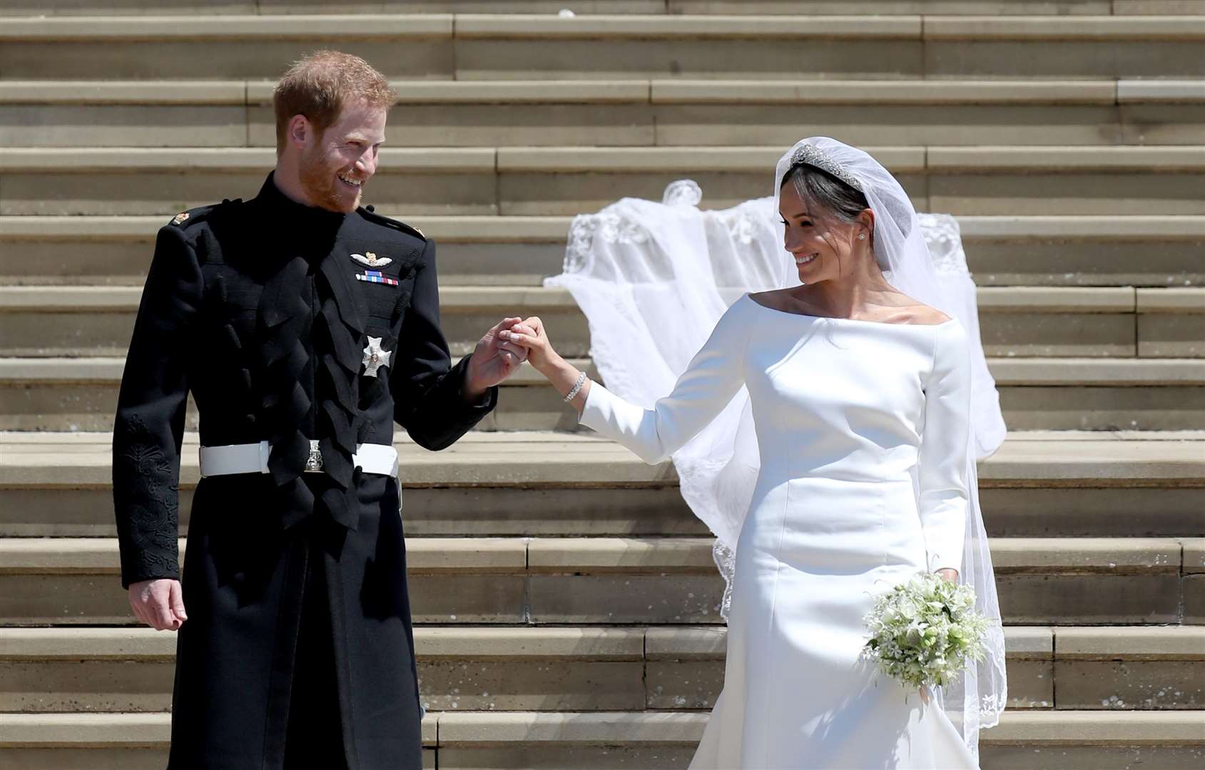 Harry and Meghan on their wedding day (Jane Barlow/PA)