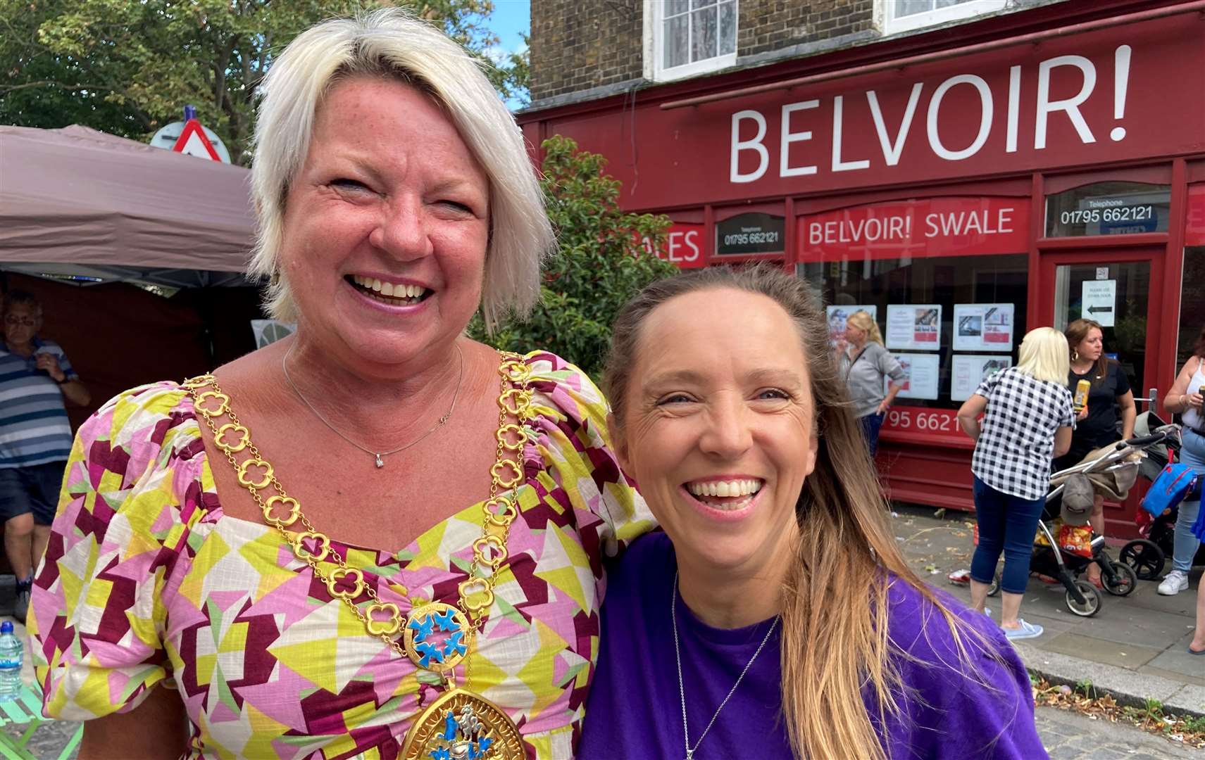 Swale mayor Cllr Sarah Stephen and song signer Becki Breiner