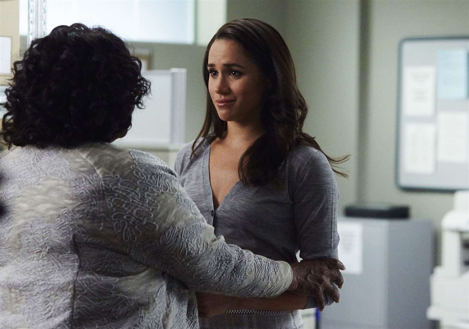 Meghan playing Rachel Zane in season six of Suits (Shane Mahood/USA Network/PA)