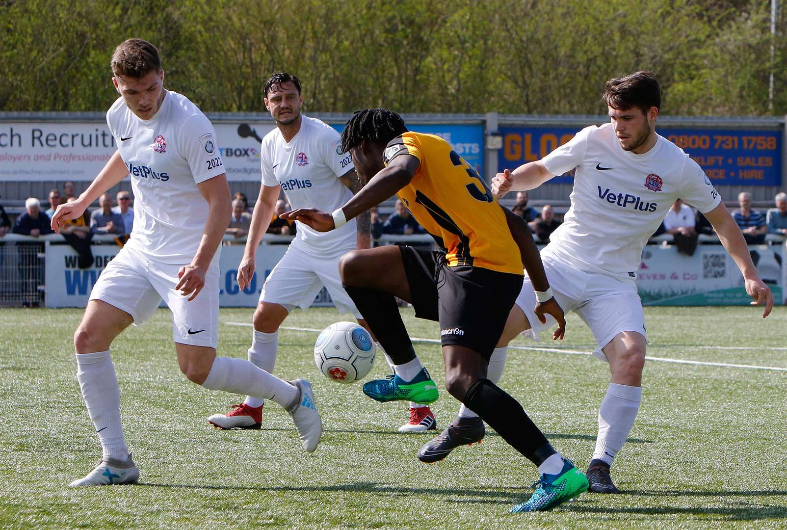 Andre Coker gets at the AFC Fylde defence Picture: Andy Jones